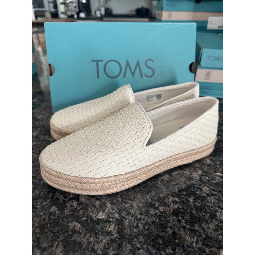TOMS‎ Carolina Light Sand Woven Basket Espadrille Slip On Shoes 8.5 NEW